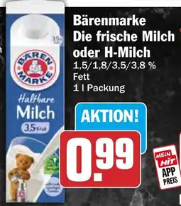 HIT Bärenmarke Die frische Milch oder H-Milch Angebot