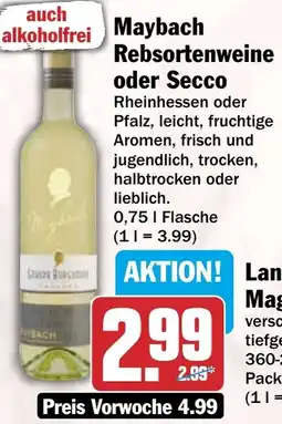 HIT Maybach Rebsortenweine oder Secco Angebot