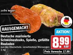 HIT Deutsche marinierte Schweinesteaks, Spieße, gefüllte Rouladen Angebot