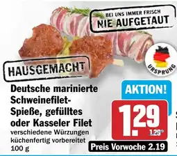 HIT Deutsche marinierte Schweinefilet- Spieße, gefülltes oder Kasseler Filet Angebot