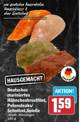 HIT Deutsches mariniertes Hähnchenbrustfilet, Putensteaks/ Schnitzel,Spieße Angebot