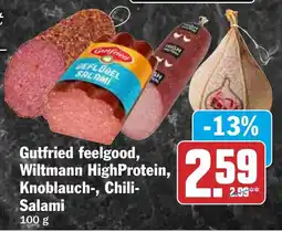 HIT Gutfried feelgood, Wiltmann HighProtein, Knoblauch-, Chili Salami Angebot