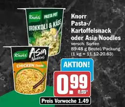 HIT Knorr Pasta-/ Kartoffelsnack oder Asia Noodles Angebot
