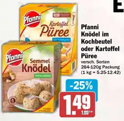 HIT Pfanni Knödel im Kochbeutel oder Kartoffel Püree Angebot