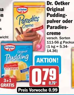 HIT Dr. Oetker Original Puddingpulver oder Paradiescreme Angebot