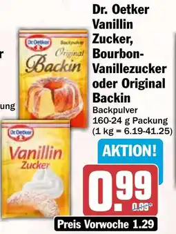 HIT Dr. Oetker Vanillin Zucker, Bourbon Vanillezucker oder Original Backin Angebot