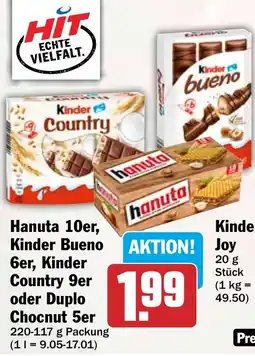 HIT Hanuta 10er, Kinder Bueno 6er, Kinder Country 9er oder Duplo Chocnut 5er Angebot