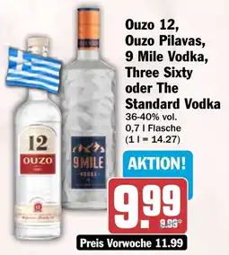 HIT Ouzo 12, Ouzo Pilavas, 9 Mile Vodka, Three Sixty oder The Standard Vodka Angebot