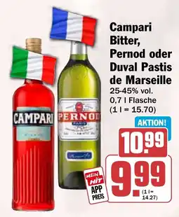 HIT Campari Bitter, Pernod oder Duval Pastis de Marseille Angebot