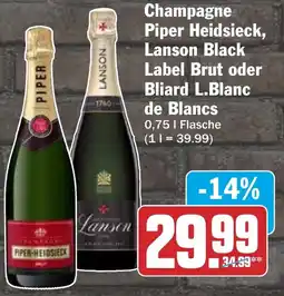 HIT Champagne Piper Heidsieck, Lanson Black Label Brut oder Bliard L.Blanc de Blancs Angebot
