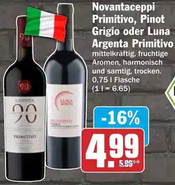 HIT Novantaceppi Primitivo, Pinot Grigio oder Luna Argenta Primitivo Angebot