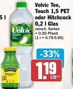 HIT Volvic Tee, Touch 1,5 PET oder Hitchcock 0,2 l Glas Angebot
