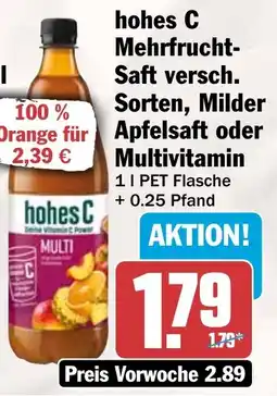 HIT hohes C Mehrfrucht Saft, Milder Apfelsaft oder Multivitamin Angebot