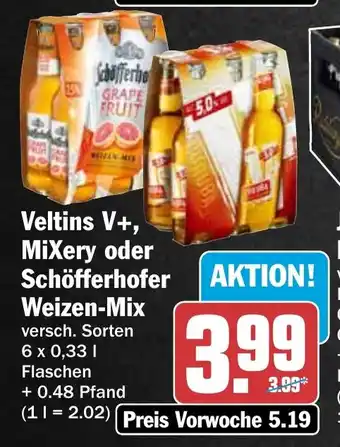 HIT Veltins V+, MiXery oder Schöfferhofer Weizen-Mix Angebot