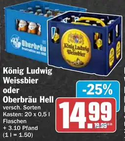 HIT König Ludwig Weissbier oder Oberbräu Hell Angebot