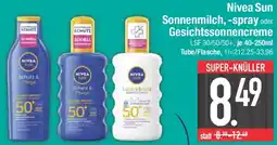 E-Center Nivea Sun Sonnenmilch, spray oder Gesichtssonnencreme Angebot