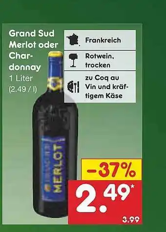 Netto Marken-Discount Grand Sud Merlot Oder Chardonnay Angebot