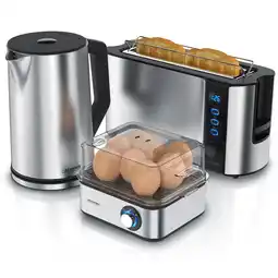 Netto Marken-Discount Arendo Frühstücks-Set in silber - Wasserkocher / Toaster / Eierkocher Angebot