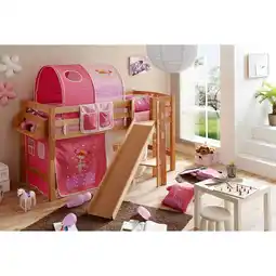 Netto Marken-Discount TiCAA Hochbett mit Rutsche Podestbett Tino Buche Natur Motiv, teilbar mit Farbauswahl Angebot