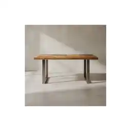 Netto Marken-Discount KADIMA DESIGN Massivholz Esstisch, 180 x 90 cm, rustikales Design, Edelstahlbeine, Mango Massivholz Angebot