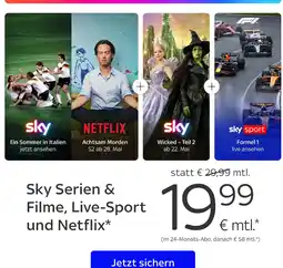 Sky Sky Serien & Filme, Live-Sport und Netflix Angebot