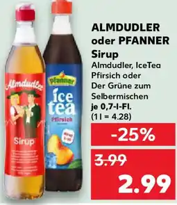 Kaufland ALMDUDLER oder PFANNER Sirup Angebot