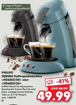 Kaufland PHILIPS SENSEO Kaffeepadmaschine HD6553/50 oder HD6553/20 Angebot