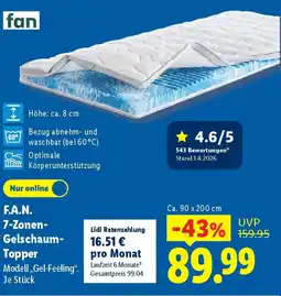 Lidl F.A.N. 7-Zonen- Gelschaum- Topper Angebot