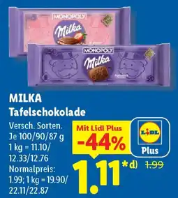 Lidl MILKA Tafelschokolade Angebot