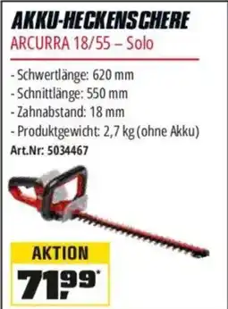 OBI Einhell AKKU-HECKENSCHERE ARCURRA 18/55- Solo Angebot