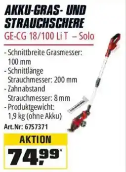 OBI Einhell AKKU-GRAS-UND STRAUCHSCHERE GE-CG 18/100 LIT - Solo Angebot