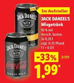 Lidl JACK DANIEL'S Mixgetränk Angebot