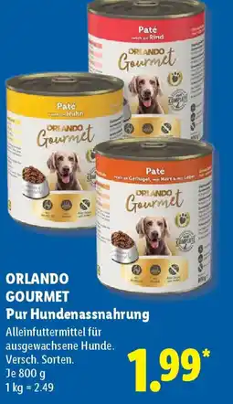 Lidl ORLANDO GOURMET Pur Hundenassnahrung Angebot
