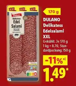 Lidl DULANO Delikatess Edelsalami XXL Angebot