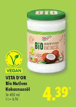 Lidl VITA D'OR Bio Natives Kokosnussöl Angebot