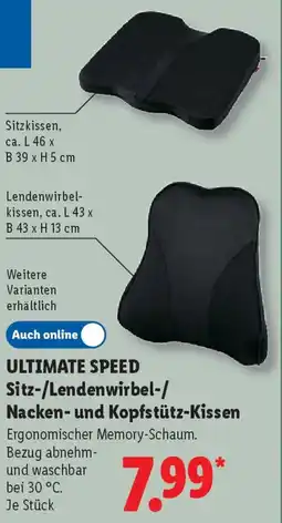 Lidl ULTIMATE SPEED Sitz-/Lendenwirbel-/ Nacken- und Kopfstütz-Kissen Angebot