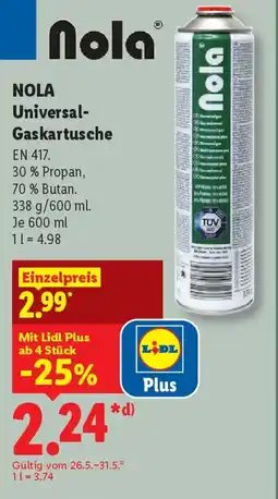 Lidl NOLA Universal- Gaskartusche Angebot