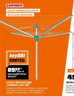 OBI LEIFHEIT WÄSCHESPINNE ,,LINOMATIC EASY 400" Angebot