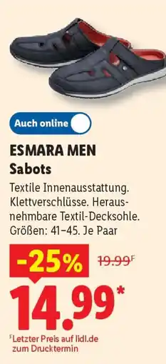 Lidl ESMARA MEN Sabots Angebot