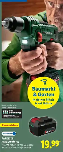 Lidl PARKSIDE Akku 20 V/4 Ah Angebot