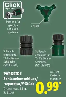 Lidl PARKSIDE Schlauchanschluss/ -reparatur/Y-Stück Angebot