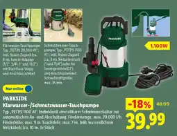 Lidl PARKSIDE Klarwasser-/Schmutzwasser-Tauchpumpe Angebot