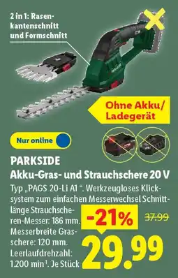 Lidl PARKSIDE Akku-Gras- und Strauchschere 20 V Angebot