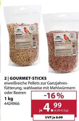 Dehner Natura gourmet-sticks mit mehlwürmern oder beeren Angebot