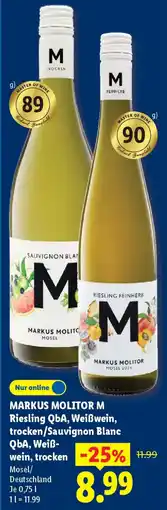 Lidl MARKUS MOLITOR M Riesling QbA, Weißwein, trocken/Sauvignon Blanc QbA, Weiß- wein, trocken Angebot