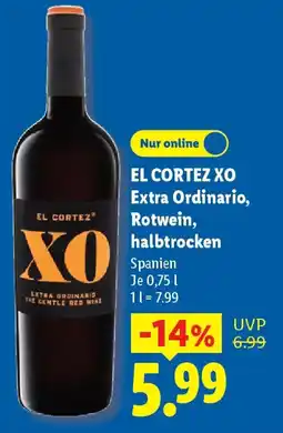 Lidl EL CORTEZ XO Extra Ordinario, Rotwein, halbtrocken Angebot