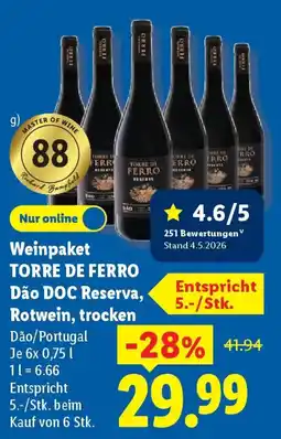 Lidl Weinpaket TORRE DE FERRO Dão DOC Reserva, Rotwein, trocken Angebot