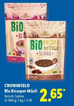 Lidl CROWNFIELD Bio Knusper Müsli Angebot
