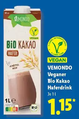 Lidl VEMONDO Veganer Bio Kakao Haferdrink Angebot