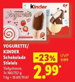 Lidl YOGURETTE/ KINDER Schokolade Stieleis Angebot